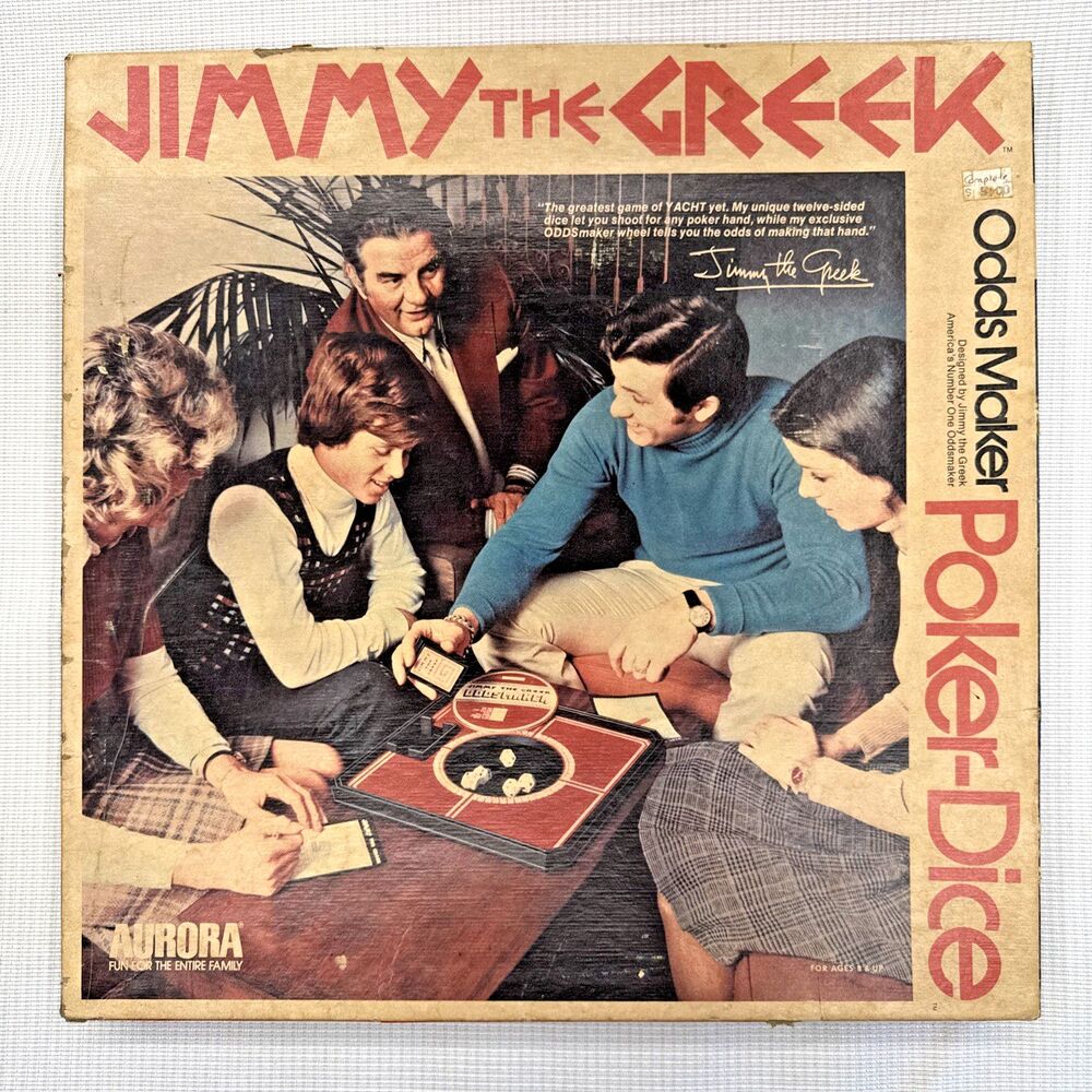Vintage 1974 Jimmy The Greek Odds Maker Poker Dice Board Game - Complete